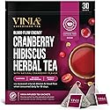 VINIA Cranberry Hibiscus Herbal Tea Bags, Made with Organic Herbal Tea, Infused with Piceid Resveratrol for Heart Health, Nitric Oxide, Physical