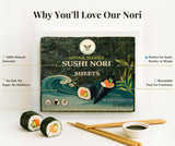 Kindharvest Organics Sushi Nori Sheets - Roasted Seaweed Sheets, 12 Sheets (33g), Premium Grade, Crispy Texture, Rich Umami, Keto, Vegan, Gluten-Free