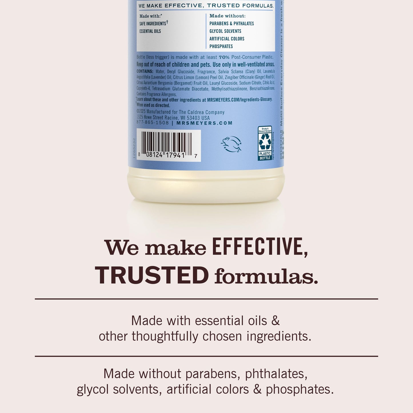 MRS. MEYER'S CLEAN DAY Multi-Surface Everyday Cleaner, Bluebell Scent, 16 Fl Oz Bottle