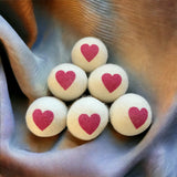 Dryer Balls Red Heart Natural Wool Reusable Eco-Friendly 6-Pack XL Premium All Natural Reduces Wrinkles Saves Drying Time Chemical Free Alternative