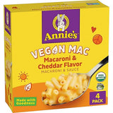 Annie's Vegan Mac and Cheddar Flavor Sauce, Vegan Macaroni and Cheese Made with Organic Pasta, 4 Ct, 24 oz