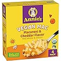 Annie's Vegan Mac and Cheddar Flavor Sauce, Vegan Macaroni and Cheese Made with Organic Pasta, 4 Ct, 24 oz
