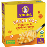 Annie's Vegan Mac and Cheddar Flavor Sauce, Vegan Macaroni and Cheese Made with Organic Pasta, 4 Ct, 24 oz