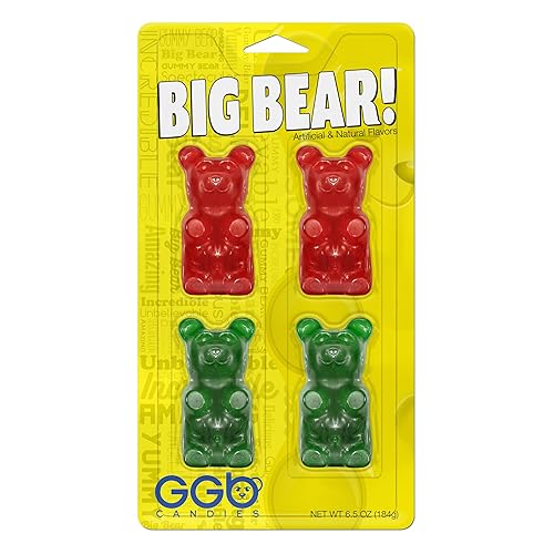 Big Bear!™ - 4-Pack of Gummy Bears from GGB Candies (Cherry/Sour Apple)