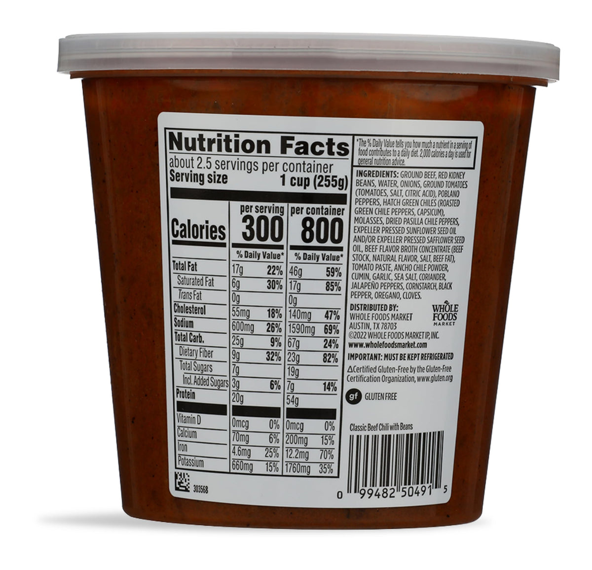 Whole Foods Market Kitchens Classic Beef Chili, 24 OZ
