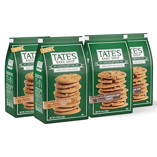 Tate's Bake Shop Cookies Variety Pack, Salted Caramel Chocolate Chip & Chocolate Chip Cookies, 4 Bags