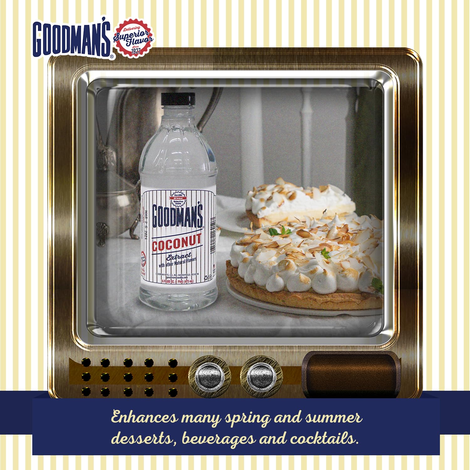 Goodman's Coconut Extract - Gluten-Free, Non-GMO, Kosher - Enhance Your Recipes with Tropical Coconut! Ideal for Whipped Toppings, Puddings, Cakes