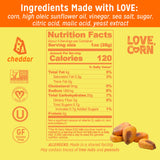 LOVE CORN Cheddar - Crunchy Roasted Corn Snack, Gluten Free, Non-GMO, Low Sugar, Vegan, Plant Based - Alternative to Chips, Nuts & Crackers - Office