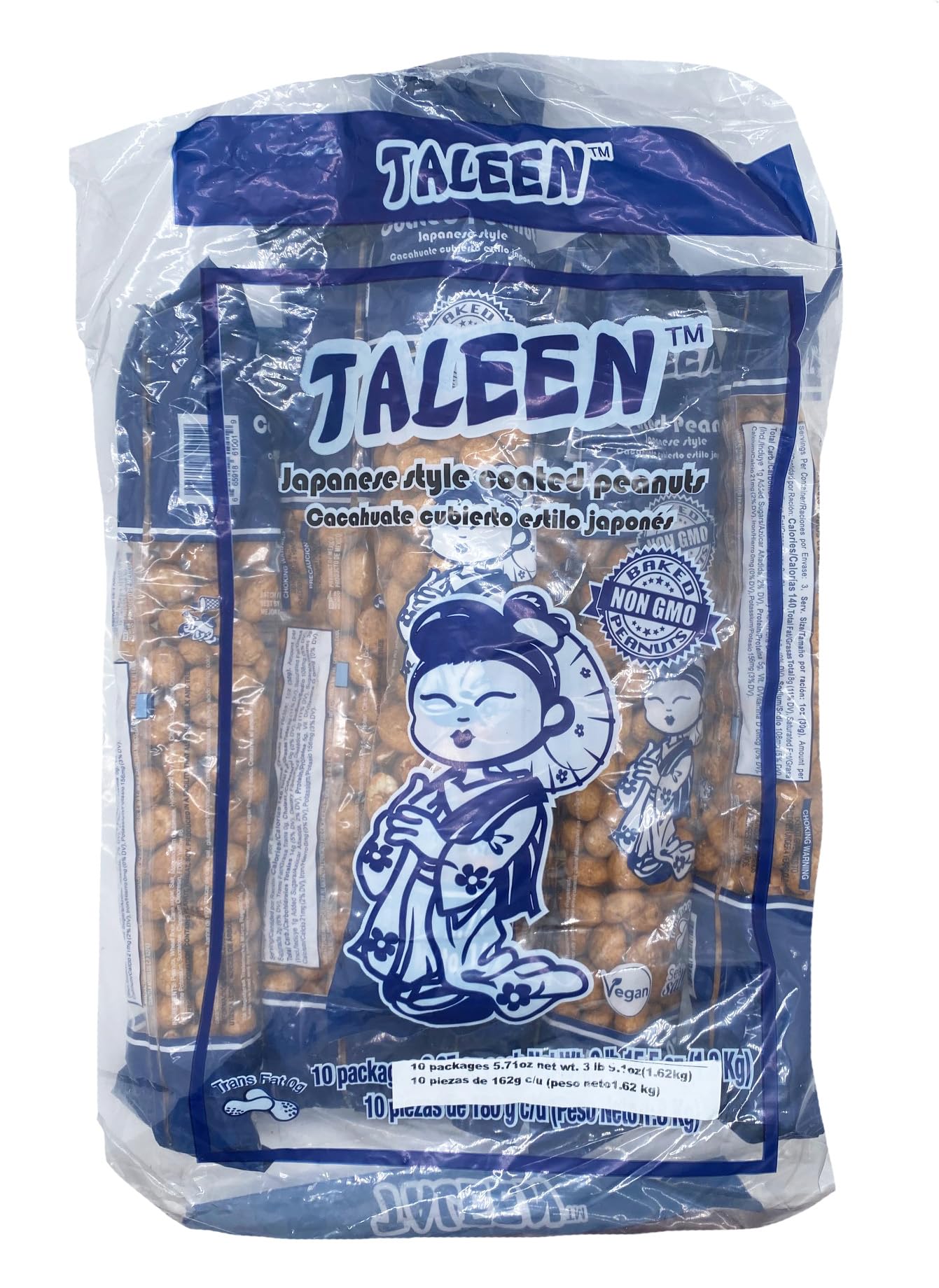 Taleen Japanese style Roasted Peanuts 10ct 5.71oz tube bags 3lbs 9.1oz
