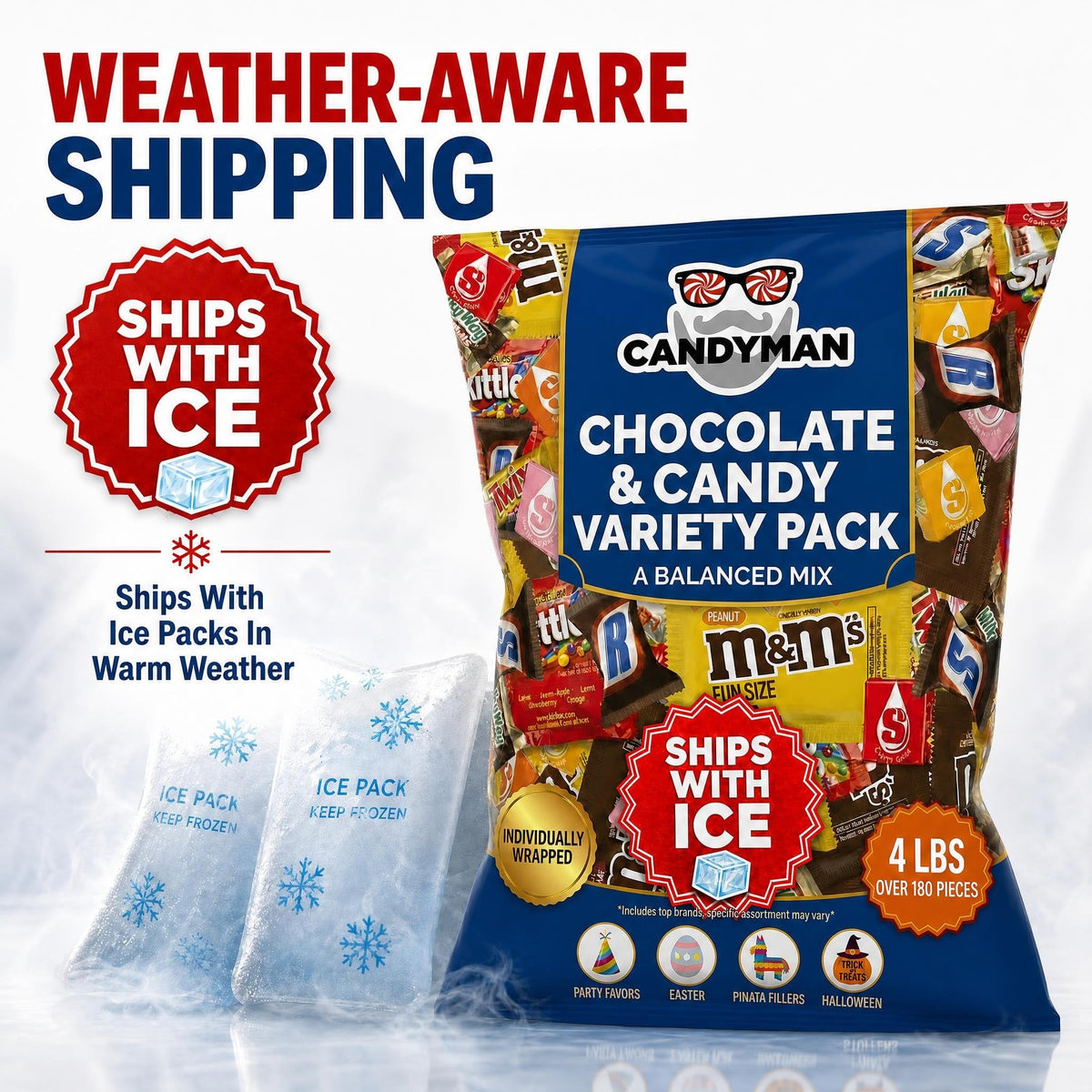 Candyman Candy Variety Pack, Bulk 4 lb Assorted Chocolate Candy Mix