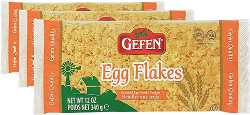 Gefen Enriched Egg Noodle Egg Flakes 12oz. (3 Pack) Square Shaped Farfel | Great in Soups, Makes the Perfect Side Dish | Certified Kosher