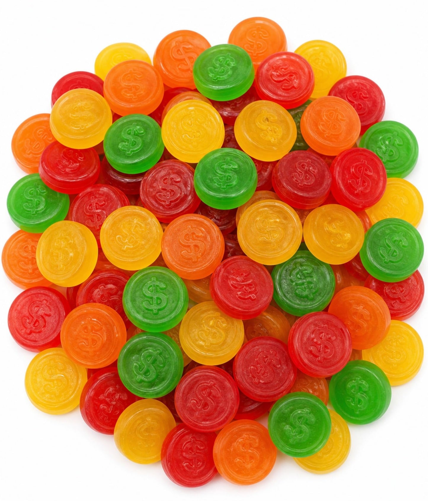 Assorted JuJu Gummy Coins - 2 lb Bulk Bag - Cherry, Orange, Lemon & Lime - Soft & Chewy Dollar?Stamped Candy - Retro JuJu Treats for Parties, Candy