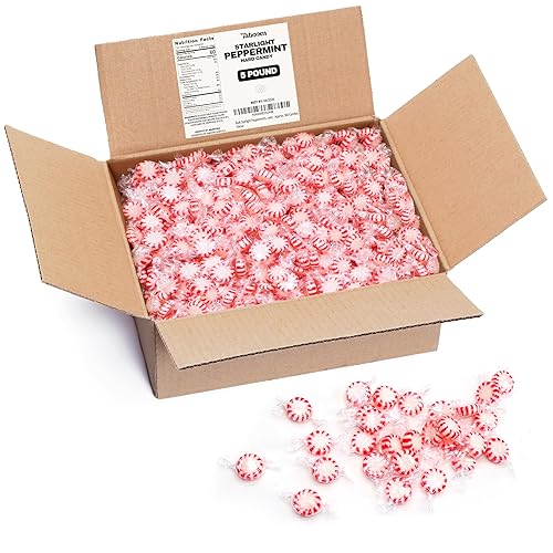 Bulk Starlight Peppermints Candy - 5 Pound Individually Wrapped Christmas Peppermint Hard Candy Mint Discs For Holiday Parties, Candy Bowls & Treats