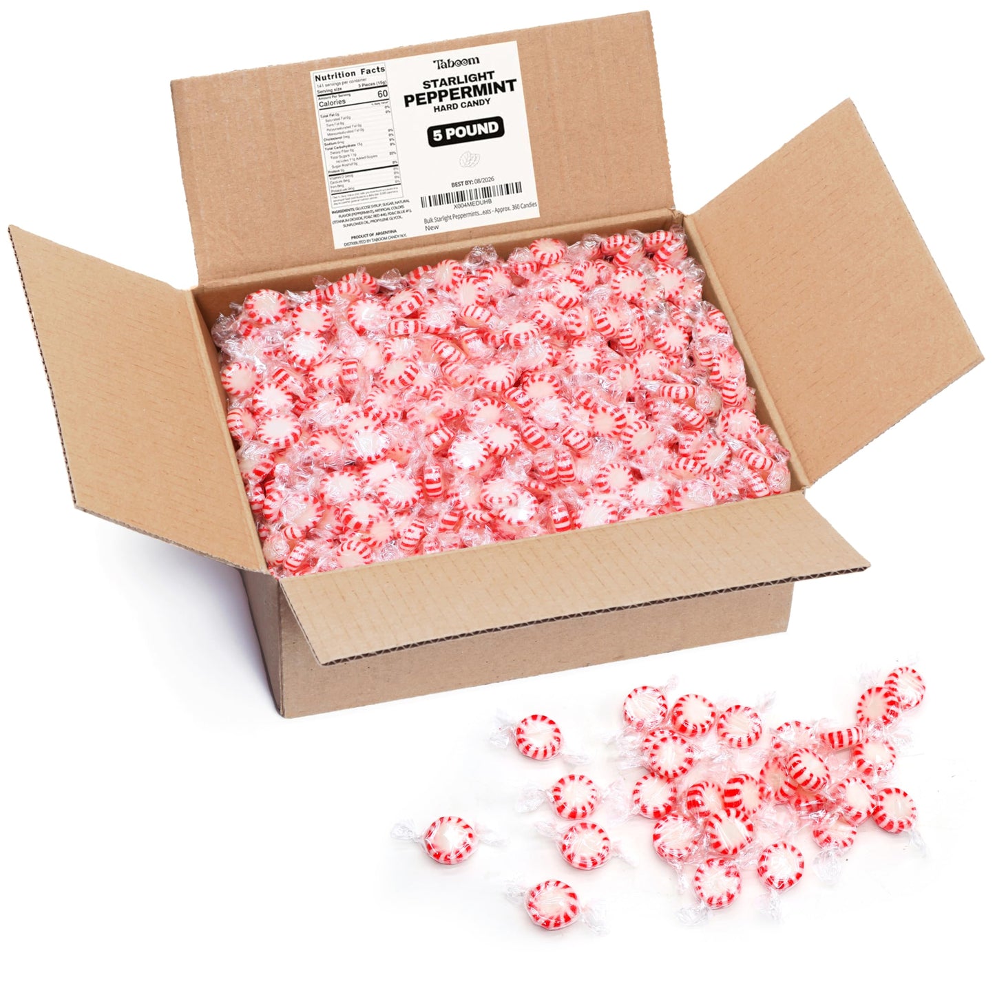 Bulk Starlight Peppermints Candy - 5 Pound Individually Wrapped Christmas Peppermint Hard Candy Mint Discs For Holiday Parties, Candy Bowls & Treats