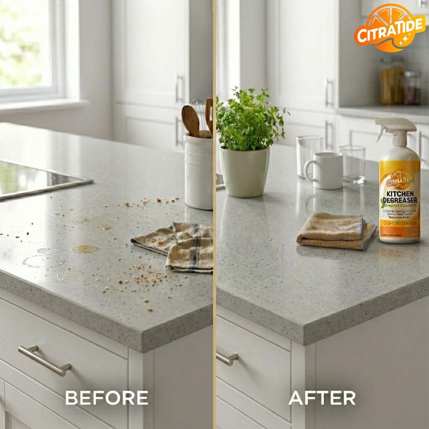 CITRATIDE Kitchen Degreaser Spray - Heavy Duty Plant-Based Citrus Cleaner for Countertops, Stovetops & Appliances - Non-Toxic, USA Made (32 fl oz)