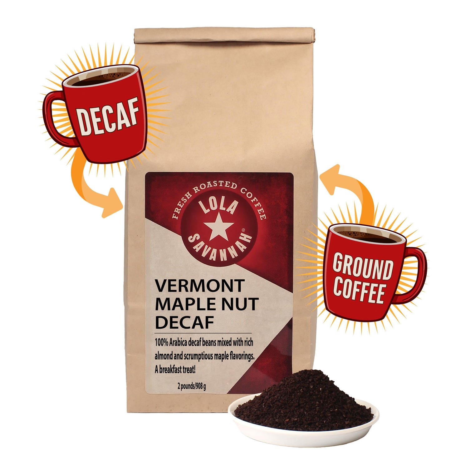 Lola Savannah Vermont Maple Nut Ground Decaf Coffee, 5lb