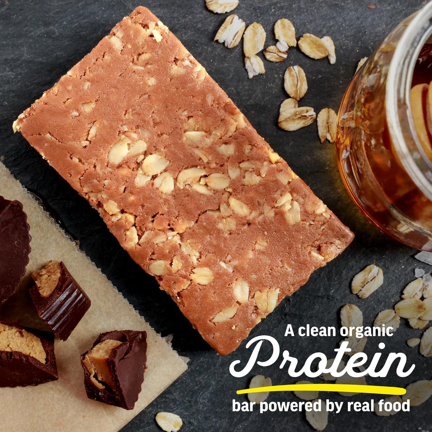 Kate’s Real Food Organic Protein Bars - (Peanut Butter Cup, 2.2 oz, Pack of 12) - Plant Based Protein Bars - Gluten Free, Soy Free, Non GMO, Whole