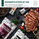 Soeos Whole Black Peppercorns 12oz + Himalayan Pink Salt 2lb, Salt and Pepper for Grinders, Black Peppercorn Refil, Pink Himalayan Sea Salt, 2 Piece