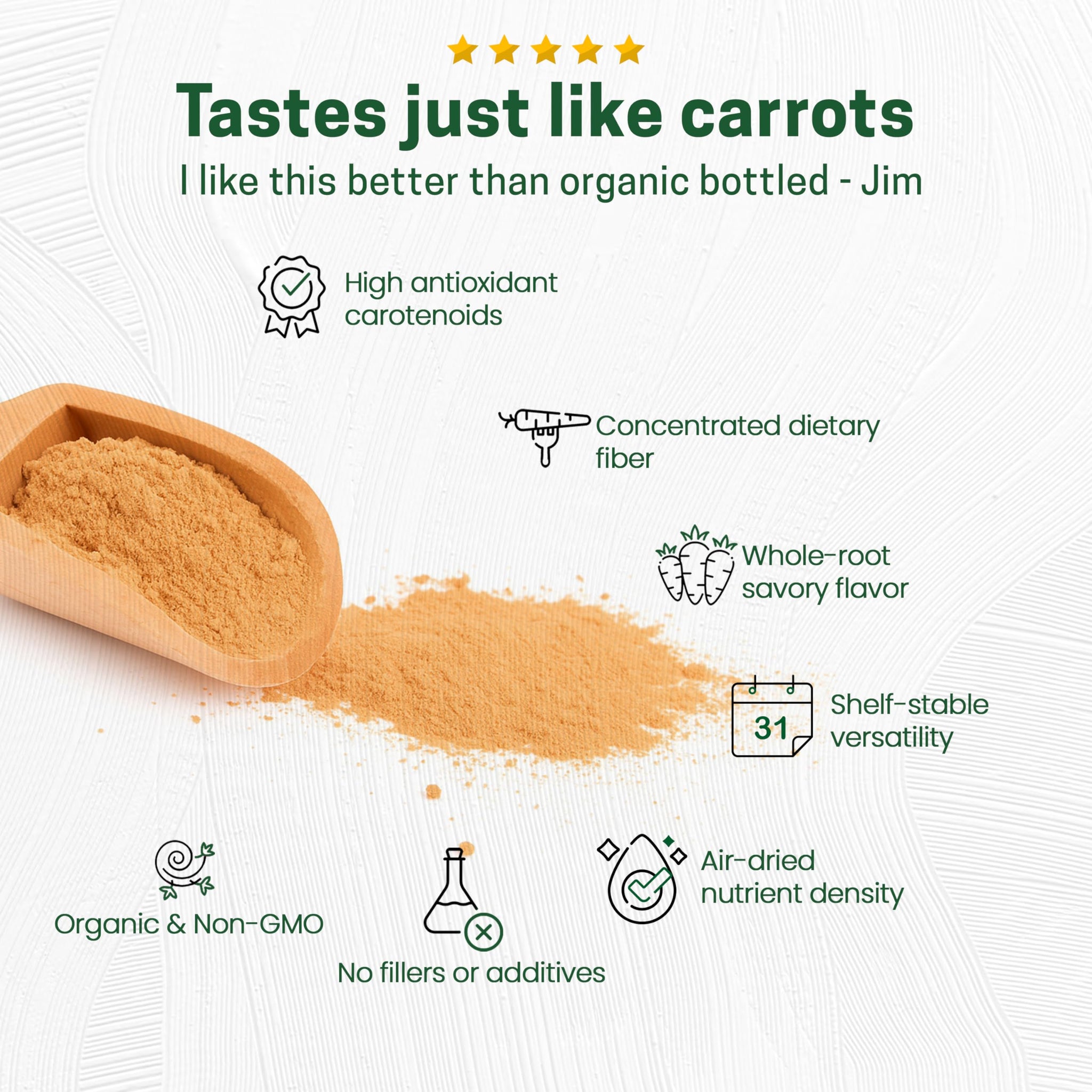 Z Natural Foods Organic Carrot Powder, Natural Superfood Powder for Vision and Heart Health, Great in Juices, Smoothies, and Recipes, Non-GMO, Vegan