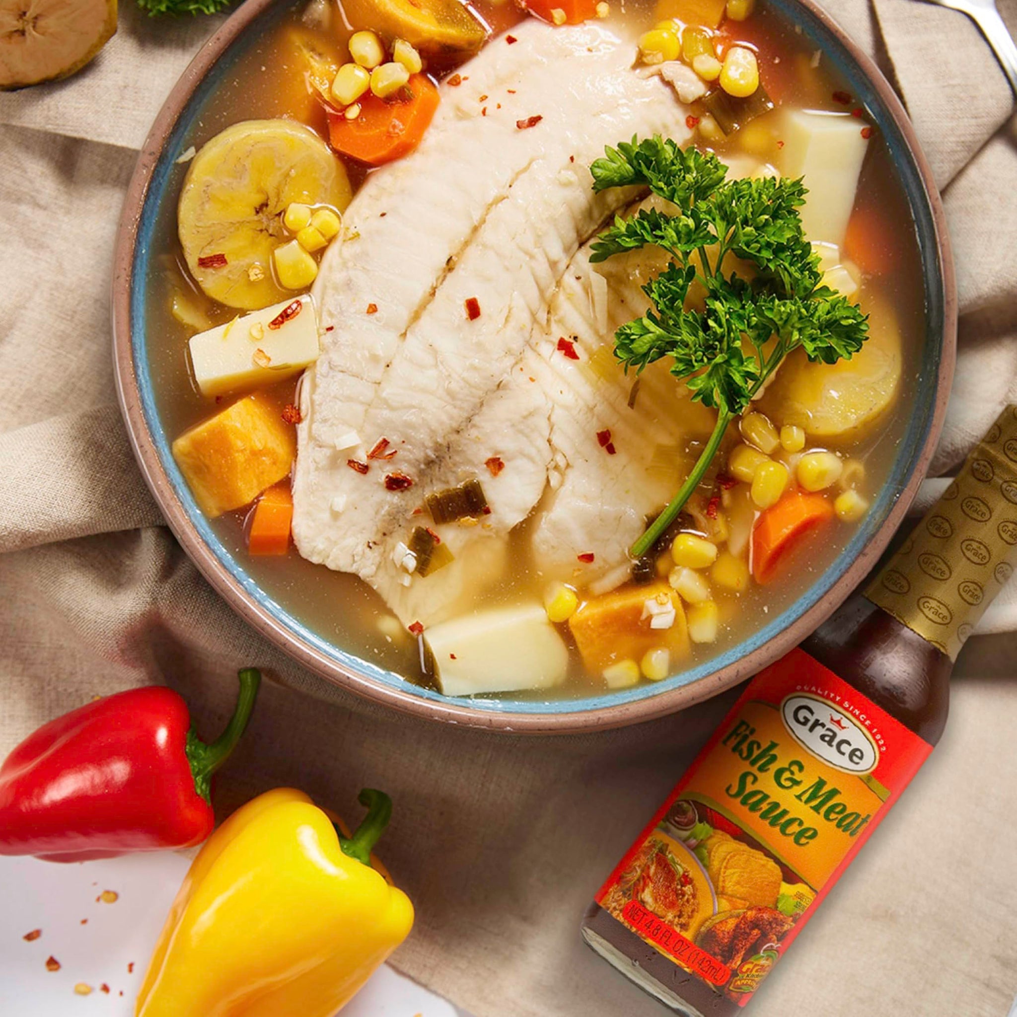 Grace Fish and Meat Sauce 4.8oz - 2 Pack Jamaican Seafood Seasoning & Meat Marinade - Caribbean Fish Sauce for Cooking or as a Chicken Marinade - Mild