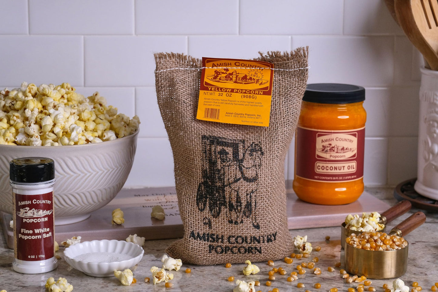 Amish Country Popcorn | 2 lb Burlap Bag | Medium Yellow Popcorn Kernels | Old Fashioned, Non-GMO and Gluten Free (Medium Yellow - 2 lb Burlap)