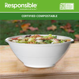 Responsible Products 40 oz Disposable Bowls I Tree-Less™ Compostable Molded Fiber Noodle Bowls I Extra Strength I No Added PFAS I Classic White (50