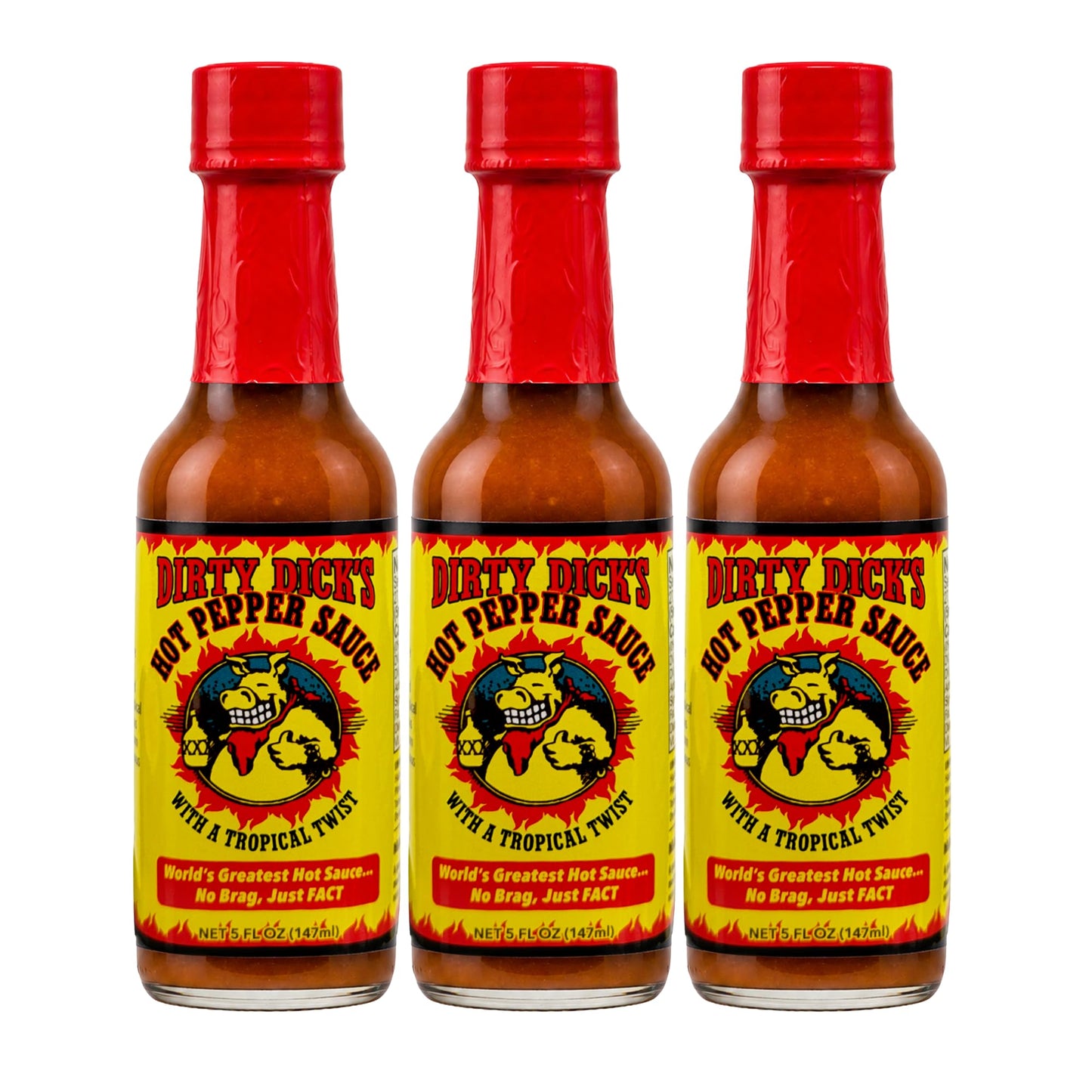 Dirty Dick's Original Hot Sauce, 5 Fl Oz | Award-Winning Habanero Hot Sauce with Tropical Fruits, Peppers & Spices | Sweet Heat, Gluten Free, Gourmet