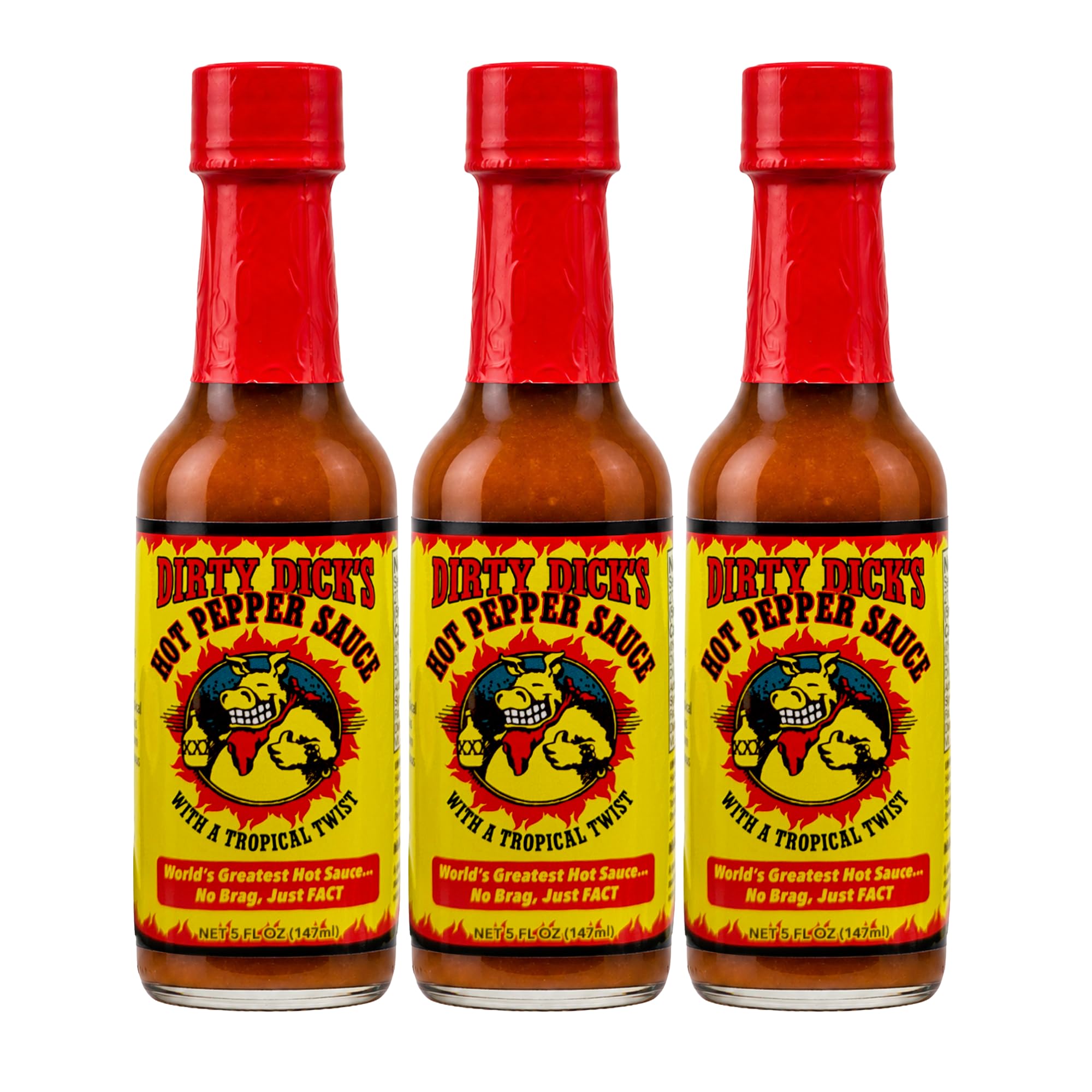 Dirty Dick's Original Hot Sauce, 5 Fl Oz | Award-Winning Habanero Hot Sauce with Tropical Fruits, Peppers & Spices | Sweet Heat, Gluten Free, Gourmet