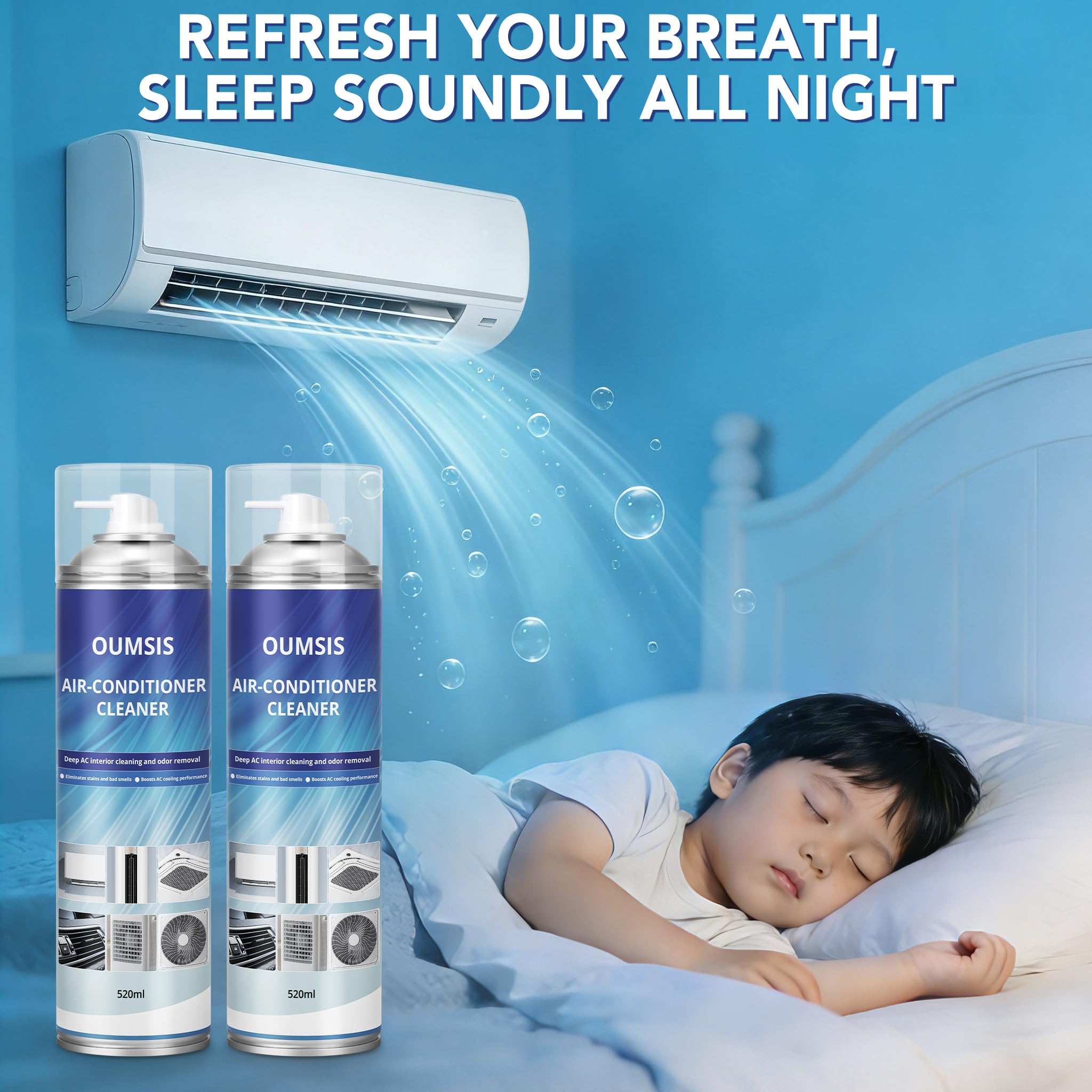 OUMSIS Air Conditioner Cleaner, Professional Cleaner Foam Spray, Foaming Coil Cleaners for AC Unit, Heating, Refrigerator, Multifunctional Cleaner