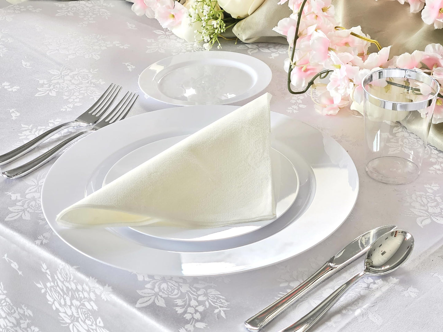" OCCASIONS " 40 Plates Pack, Heavyweight Disposable Wedding Party Plastic Plates (10.5'' Dinner Plate, Plain White)
