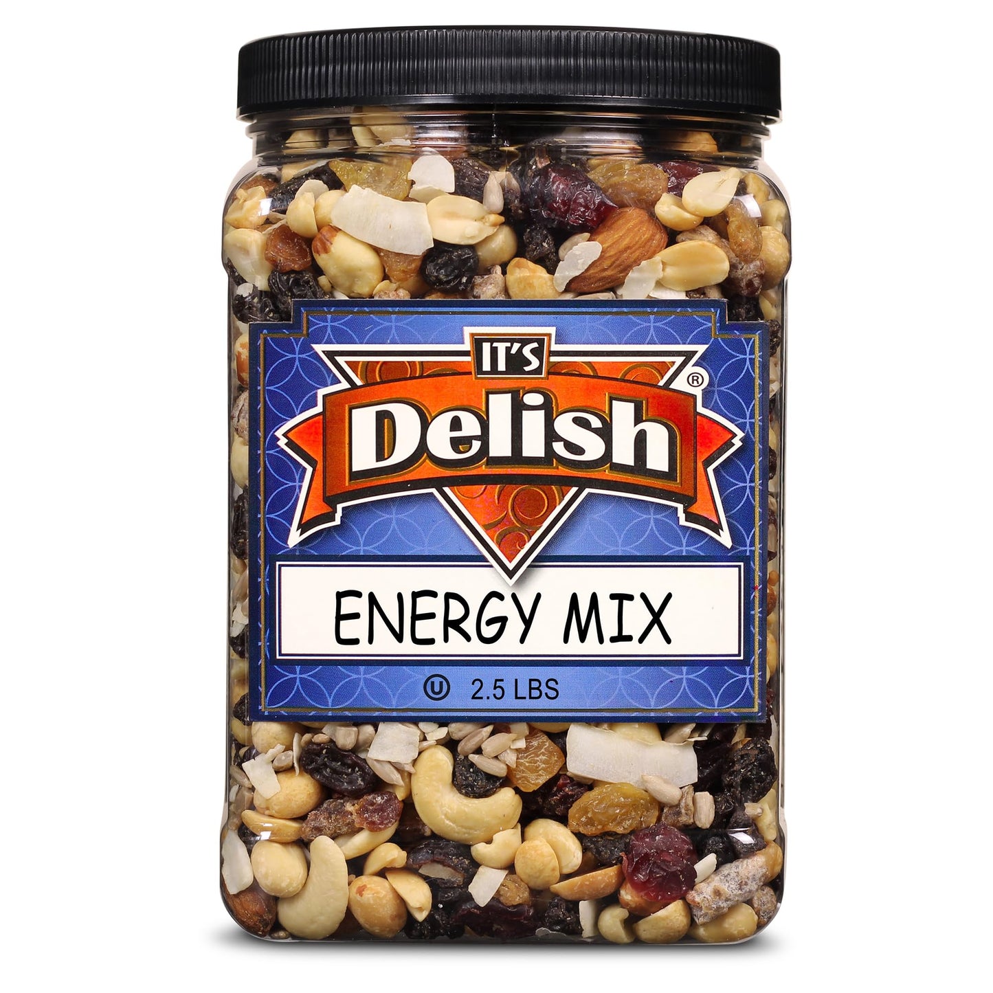 Energy Mix Fruit and Nut Trail Mix by Its Delish - 2.5 lbs (40 Oz) Jumbo Reusable Container Jar - Energy Boost with Proteins, Fibers, and Vitamins