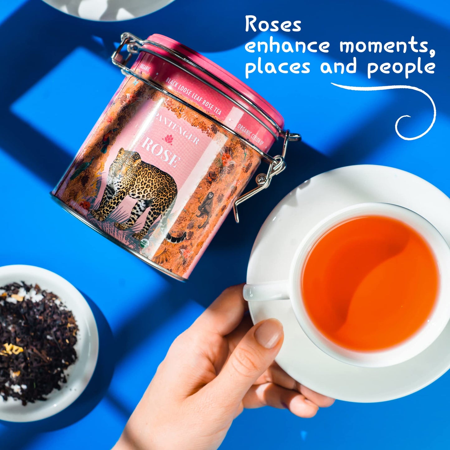 Rose Tea Bags -20 XL Pyramid Sachets- Rose Tea Organic. Tea Blends -Finest Moroccan Rose Petals and Ceylon OP Black Tea Leaves from Uva- Pantenger