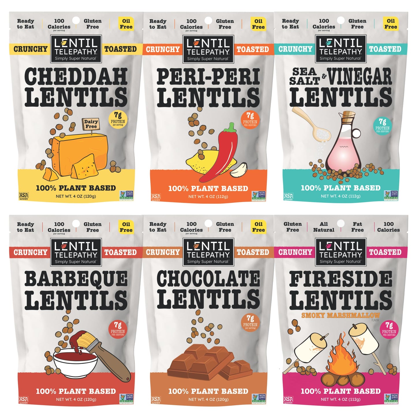Lentil Telepathy Healthy Variety Snack Pack - Plant-Based, Gluten-Free, Non-GMO, Vegan-Friendly, High Protein, Kosher Crunchy Snack for Healthy
