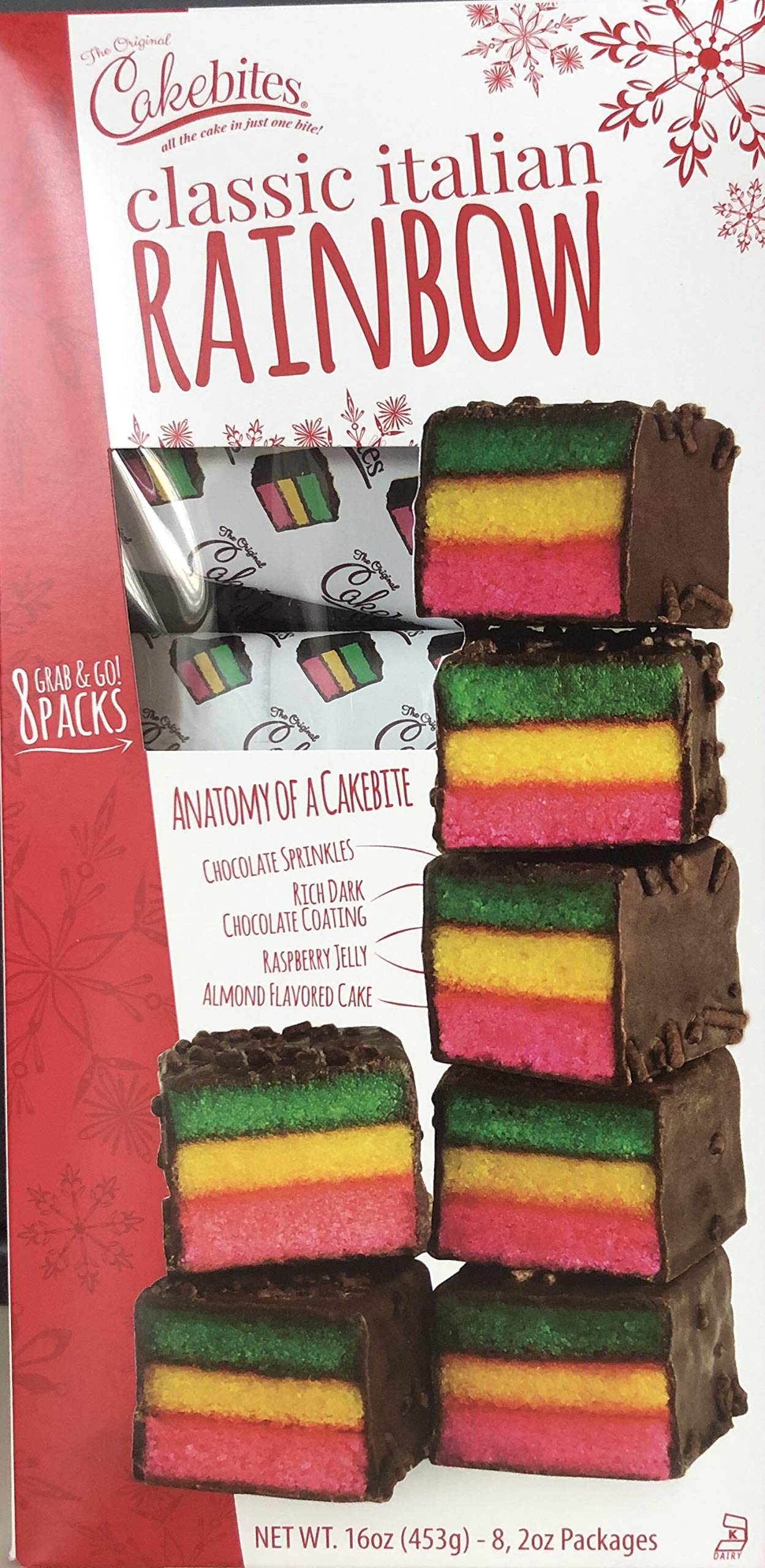 The Original Cakebites Classic Italian Rainbow | 8 Grab & Go Packs