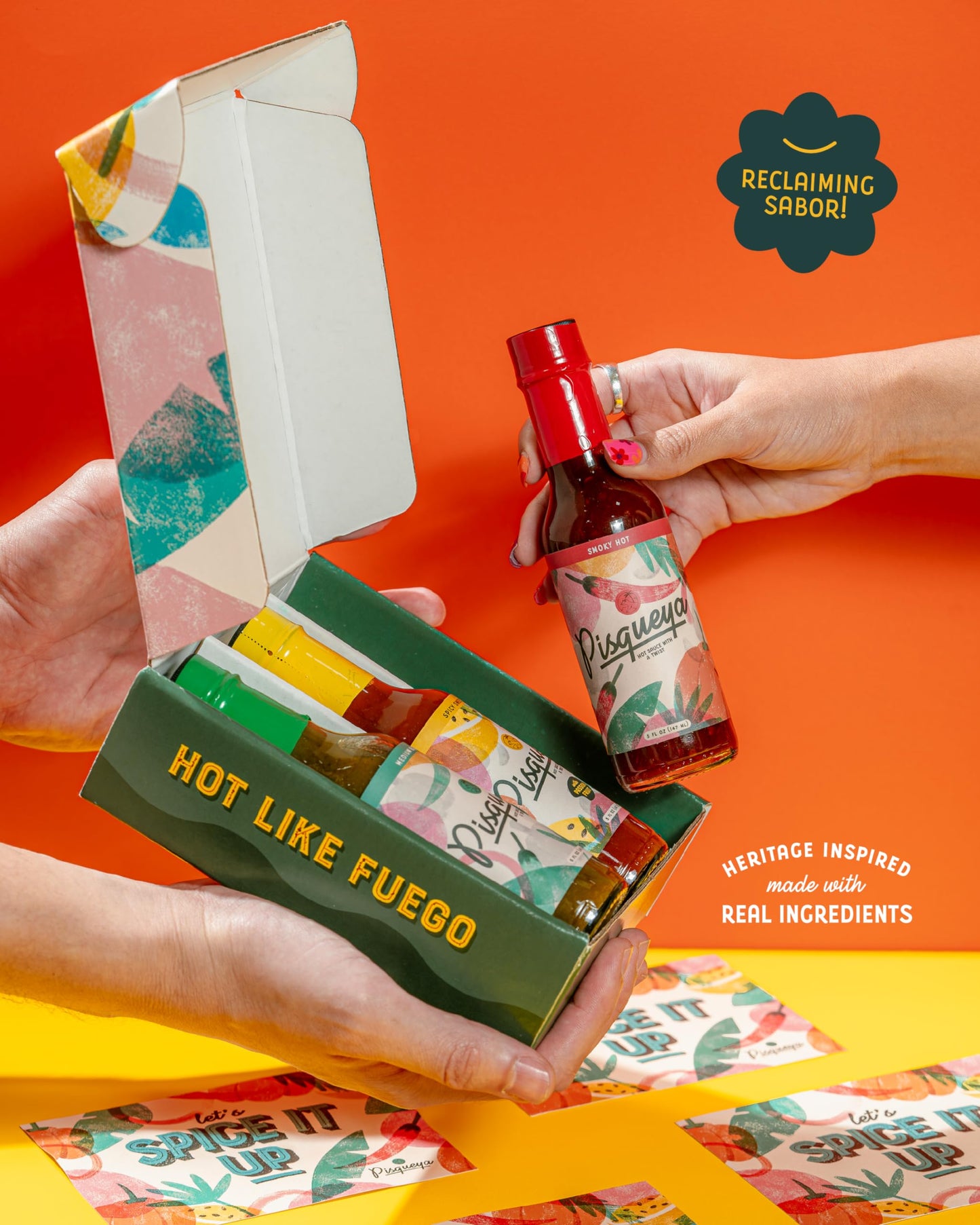 Pisqueya Hot Like Fuego Hot Sauce Gift Set, 3 Caribbean Sauces