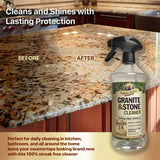 Parker & Bailey Granite & Stone - Countertop Cleaner Kitchen Island Cleaning Spray Marble Tile Slate Quartz Daily Granite Bathroom Counter -White, 32
