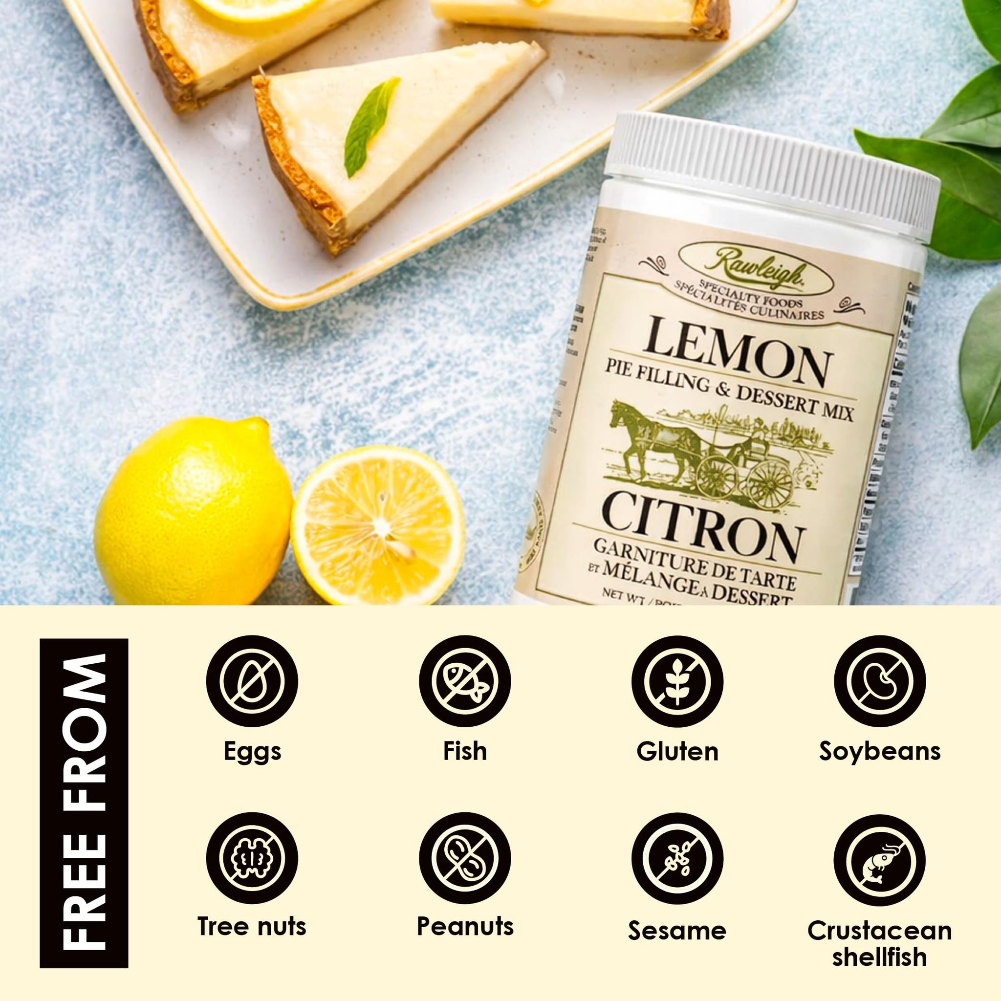 Rawleigh Lemon Pie Filling & Dessert Mix (16 oz) - Makes Up to 7 Pies - Traditional Cook & Serve Lemon Dessert Base - Gluten Free, No MSG, Versatile