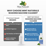 Mint Naturals Natural Washing Machine Cleaner Liquid - Formula That Helps Remove Odor & Residue in Front & Top Load Washers, 12 oz - Made in USA