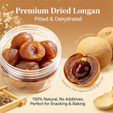 1.2lb Dried Longan, Premium Thai Longan Meat - Pitted Meat, Selected Whole Fruit, Sweet for Baking, Soups, Tea & Snacks, Asian Recipes Jar