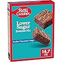 Betty Crocker Lower Sugar Brownie Mix, Double Chocolate Fudge, No Artificial Sweeteners, 14.7 oz