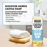 HARRIS Multi-Purpose Pure Liquid Castile Soap for Home Cleaning, Multi-Purpose Cleaner, For Dish Soap, Laundry Detergent, Kitchen and Bathroom