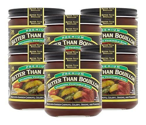 Better Than Bouillon Premium Seasoned Vegetable Base, Blendable Base for Added Flavor, 38 Servings Per Jar 8 Ounce (Pack of 6)