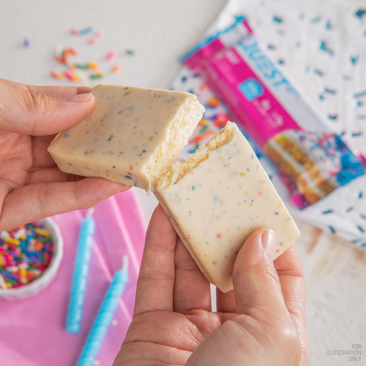 Quest Nutrition Birthday Cake Protein Bars, 20g Protein, 4g net Carbs, 1g Sugar, Gluten Free, Keto Friendly, 4 Count