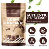 Mocha Point Adeni Chai Mix - Natural Black Tea with Ginger & Cardamom - Authentic Yemeni Taste Chai Tea Blend - Sugar-Free & Caffeinated - Enjoy Hot