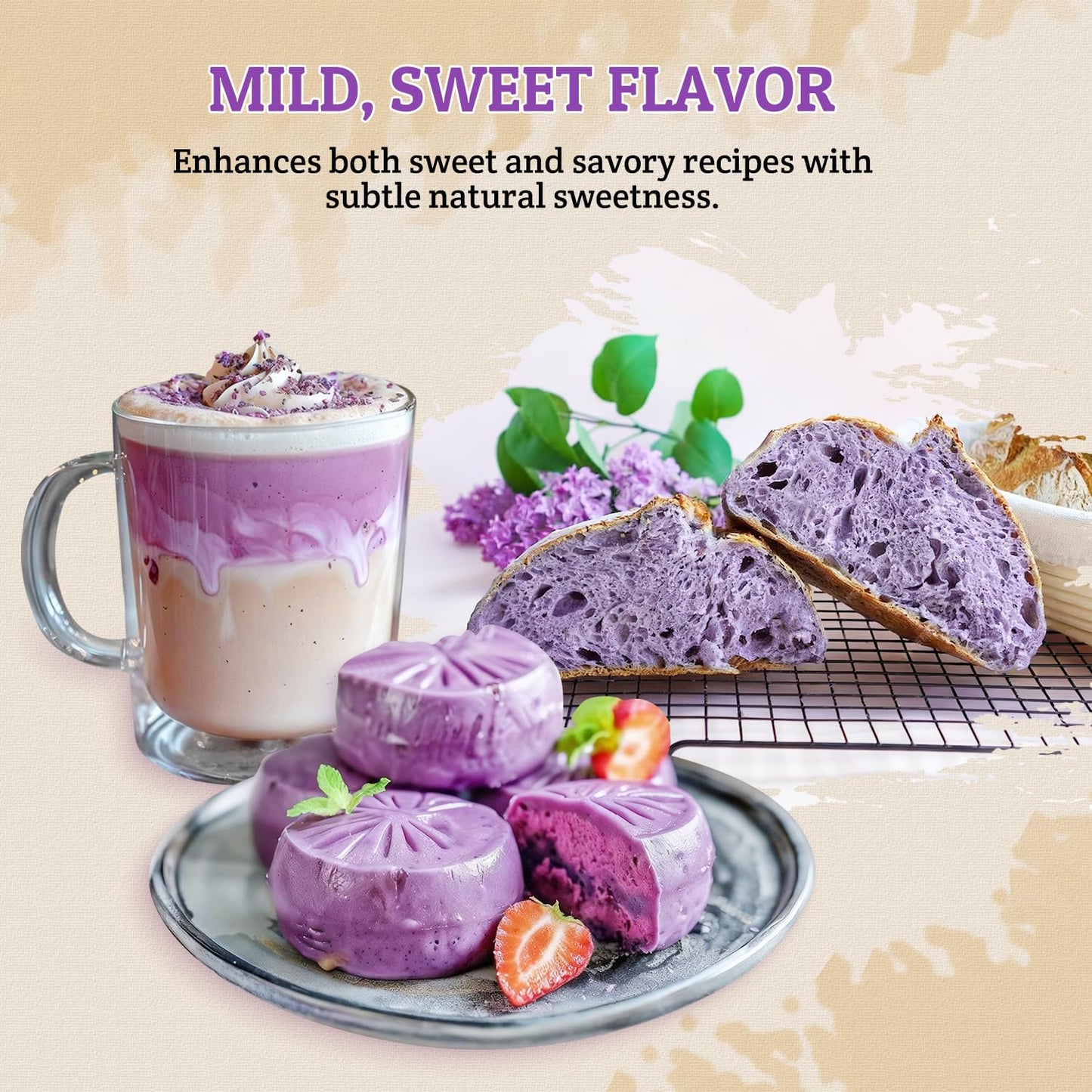 52USA Purple Sweet Potato Powder, 23oz(652g) | 100% Natural Food Coloring | Gluten-Free, Vegan, Rich in Anthocyanins | Purple Potato Powder