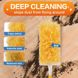 40-Pack Duster Refills Compatible for Swiffer Duster Refills, 360° Disposable Heavy Duster Dry Cleaning Cloth with 1 Short Handle, Multi-Surface