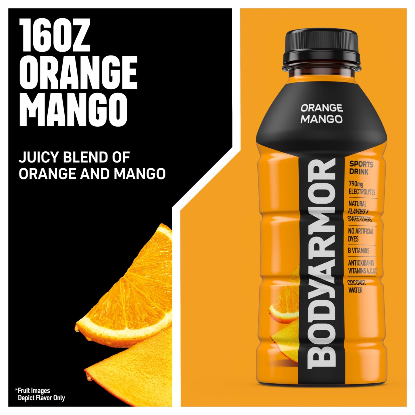 BODYARMOR Sports Drink Sports Beverage, Orange Mango, Natural Flavors With Vitamins, Potassium-Packed Electrolytes, No Preservatives, Perfect