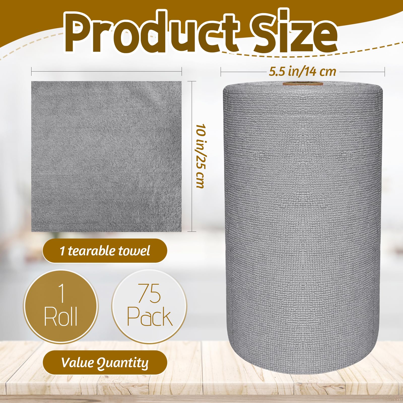 OJYUDD 75 Pack Microfiber Cleaning Cloth Roll,Reusable Tear Away Towels,Washable Ultra Absorbent Cleaning Rags for House,Car,Glass,Garage,Kitchen or