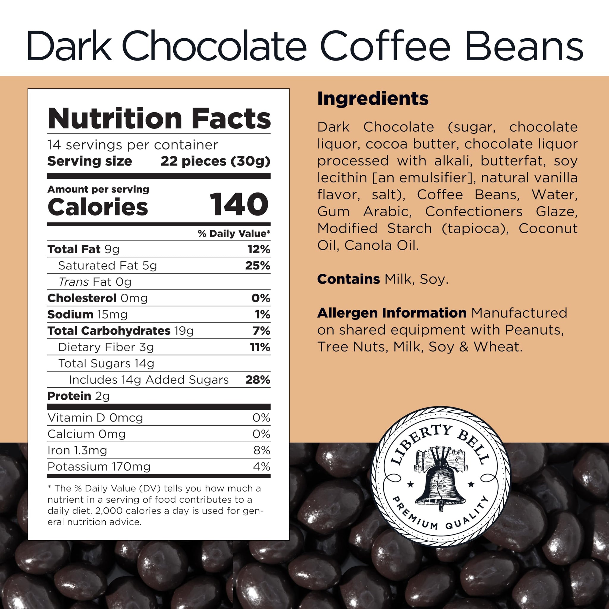 Dark Chocolate Covered Espresso Beans | 15 Ounce Bag | Coffee Candy Snack | Crunchy Roasted Coffee Beans in Rich Dark Chocolate for Snacking & Gifting
