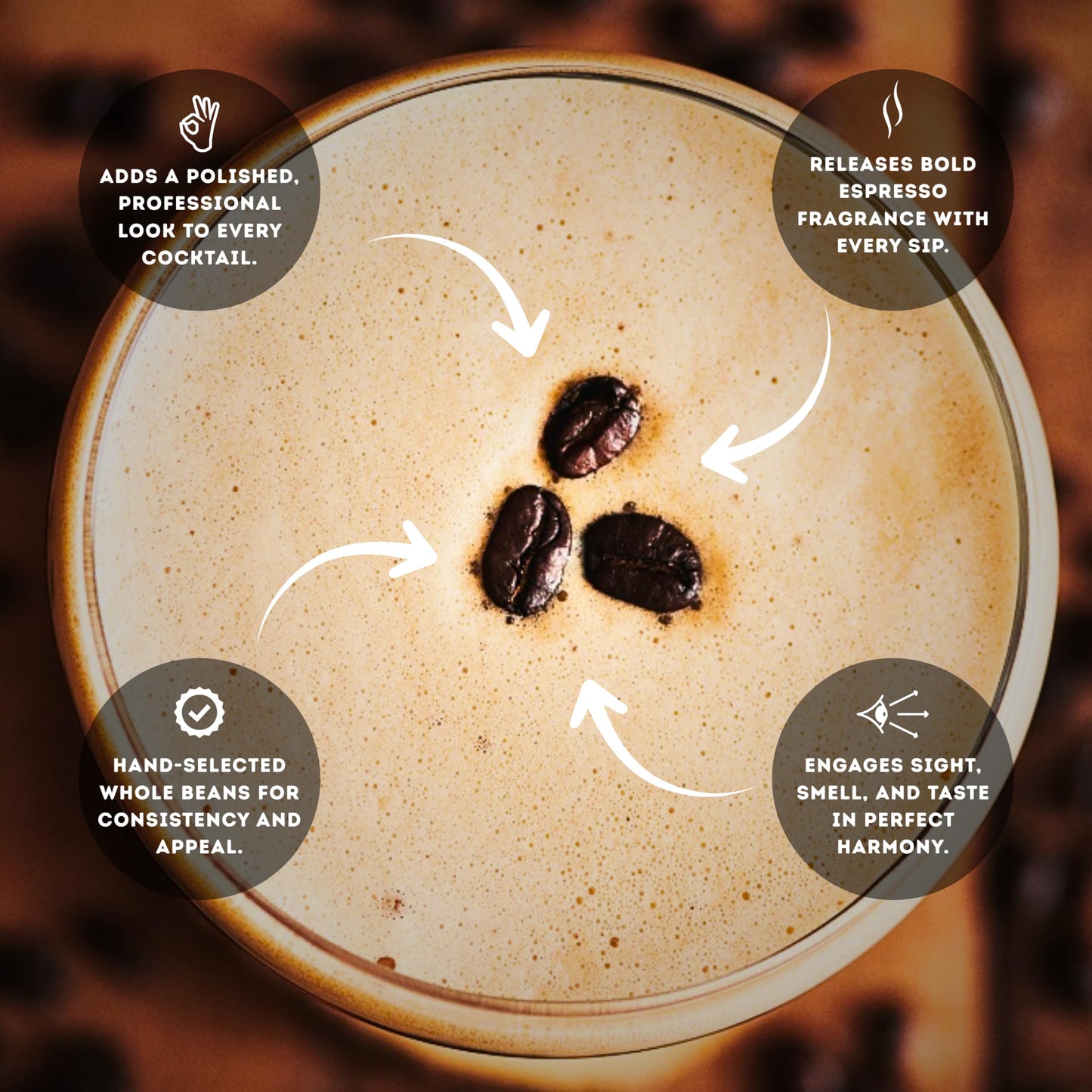 SPECIALTY ESPRESSO MARTINI COFFEE BEANS - 4OZ WHOLE BEAN GARNISH FOR COCKTAILS & MIXOLOGY, PREMIUM BARISTA-QUALITY ESPRESSO MARTINI TOPPING, COFFEE